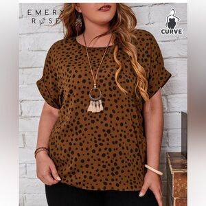 Shein 4XL Brown Polka Dot Women's Top